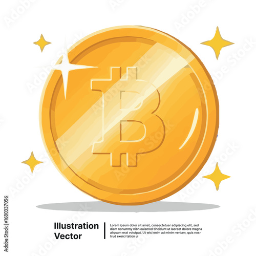 Gleaming golden digital currency coin with sparkling highlights, representing modern financial transactions and online wealth for digital economies