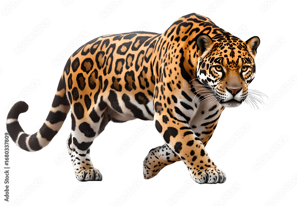 Fototapeta premium jaguar, a full-body animal illustration with a transparent background, png clipart with a white or blank background, high resolution.
