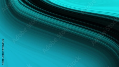 Abstract flowing vibrant turquoise and black liquid wave background