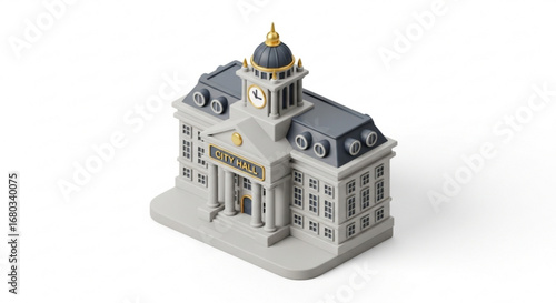 City hall building government architecture municipal building civic center town hall landmark isometric view