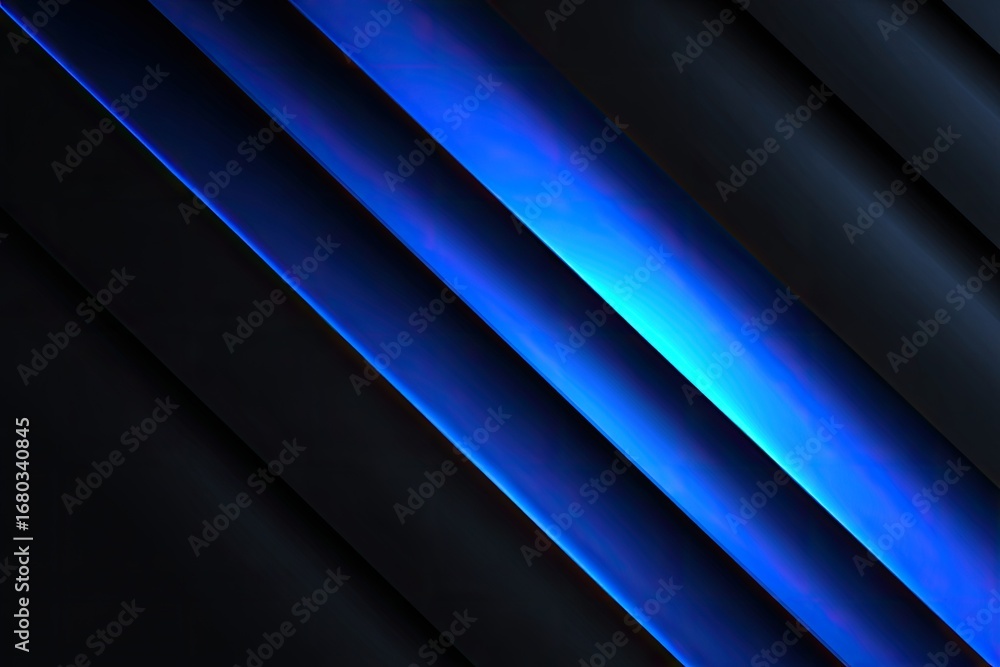 Obraz premium Abstract dark background with diagonal glowing blue lines