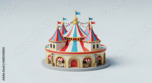 Circus tent big top illustration fairground carnival with flags and pennants funfair attraction is isolated