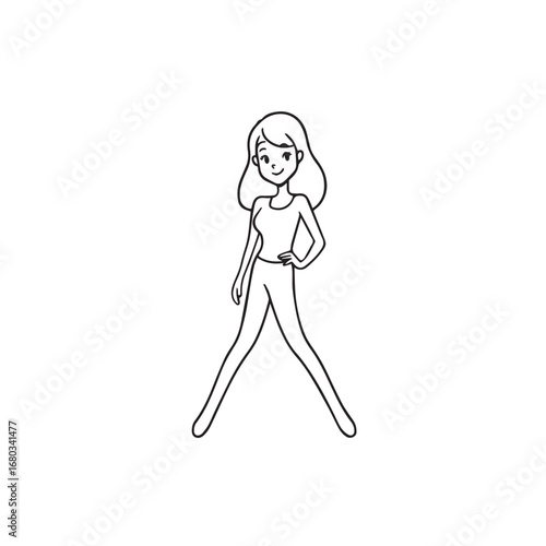Beautiful Woman Black and White Vector Image Illustration Fashion Girl Portrait Line Art Drawing