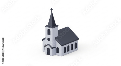 Isometric church building vector illustration for christianity religion and architecture design 3d rendering