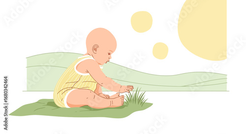 A Youngling Engaged In Exploring Nature's Offerings During A Bright And Sunny Day