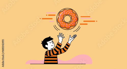 A Youngster Joyfully Performing A Trick With A Flavorful Donut While Playing