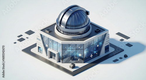 Explore the universe: modern observatory building for astronomy research and space science observation center