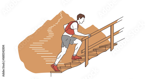 Active Athlete Navigating Upward, Displaying Perseverance and Physical Endeavor