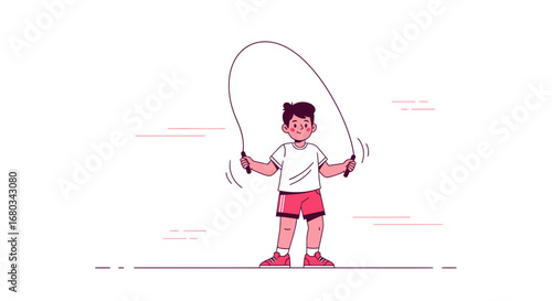 Active Young Person Jumping Rope, Healthy Lifestyle, Body Movement And Fitness