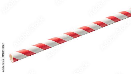 Paper straw with stripe pattern transparent background