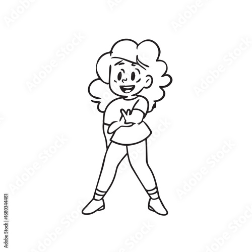 Beautiful Woman Black and White Vector Image Illustration Fashion Girl Portrait Line Art Drawing