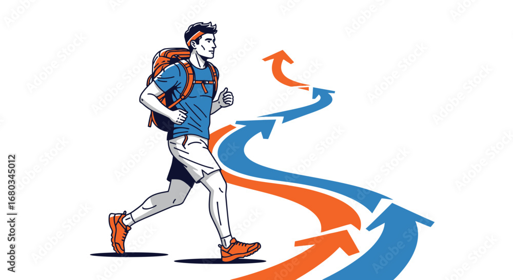 Obraz premium Adventure Journey With Arrows Illustrating Growth and The Pursuit of Goals Concept
