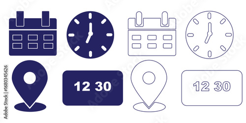 meeting, app, contemporary, background, media, lined, wedding, planner, social, black, technology, glyph, organizer, online, date, symbol, time, location, information, illustration, schedule, agenda, 