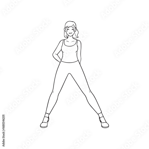 Beautiful Woman Black and White Vector Image Illustration Fashion Girl Portrait Line Art Drawing