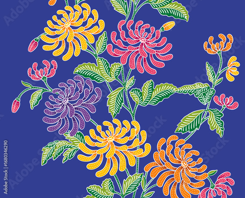 Part of Nyonya Batik Sarong Chrysanthemum Pattern