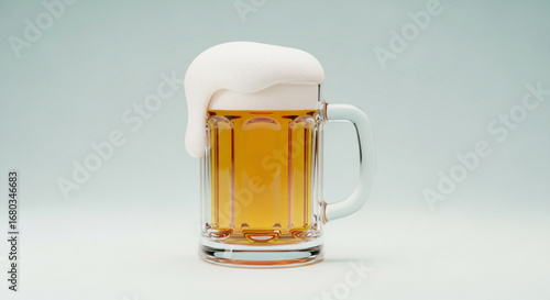 Refreshing beer mug with frothy head perfect for summer celebrations and happy hour enjoyment at the bar