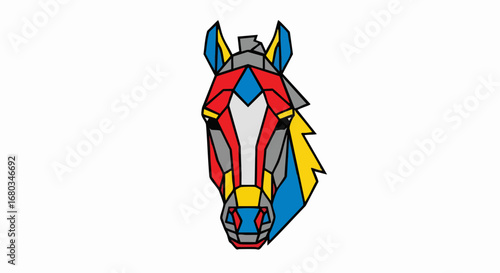 Geometric Horse Head Illustration with Vibrant Colors.