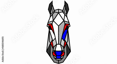 Geometric Horse Head - Modern Polygon Animal Art.