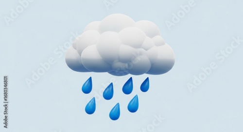 White cloud with rain drops vector illustration weather forecast rainfall climate precipitation meteorology design