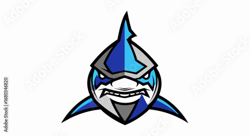 Angry Cartoon Shark Mascot Illustration.