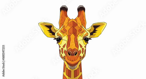 Detailed portrait of a giraffes head with unique patterns.