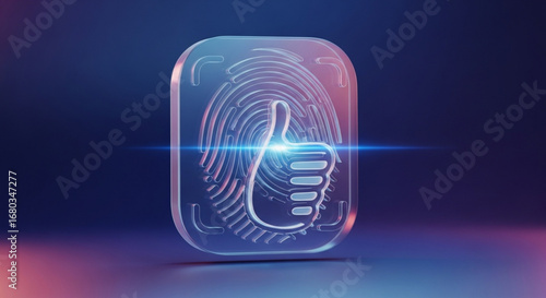 Fingerprint authentication thumbs up icon security technology biometric verification scan identity access control