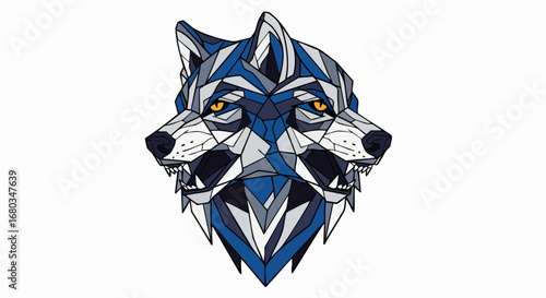 Geometric Double Wolf Head Design.