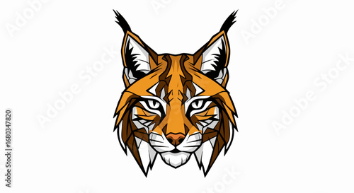 Stylized Lynx Face Illustration in Graphic Design.
