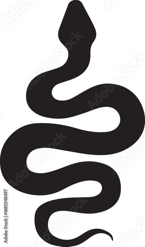 Isolated black snake vector illustration on a white background, a cute and dangerous cartoon reptile
