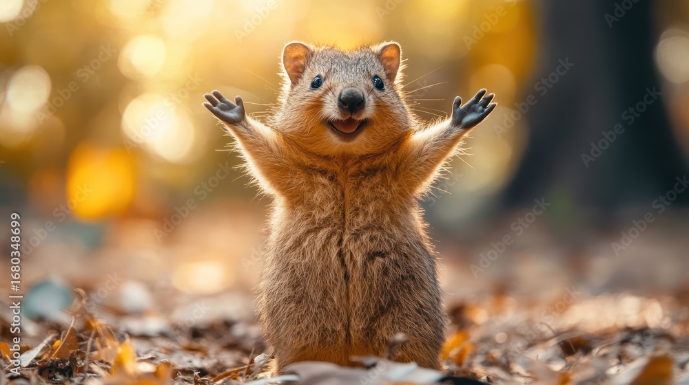 Naklejka premium Happy possum in forest