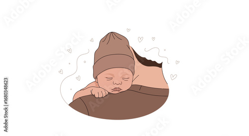 Adorable Infant Embracing Sleep While Nestled On A Loving Parent's Shoulder