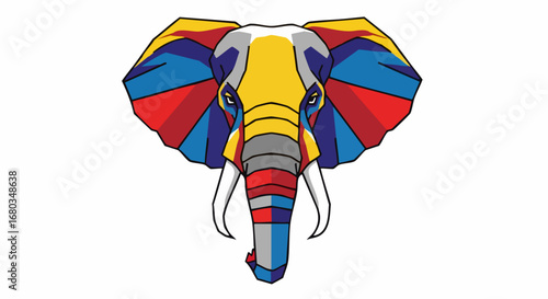 Vibrant and Artistic Elephant Head Illustration Design.