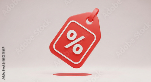 Red discount tag promotion sale offer percentage sign retail price label marketing special deal price tag design