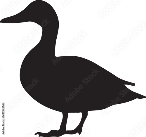A stylized vector illustration of a duck, a waterfowl bird with a distinctive beak, swimming on the water