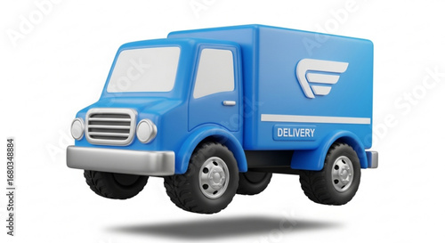 Blue delivery truck vector illustration for shipping and logistics service transport and distribution of goods one
