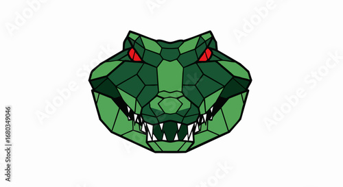 Geometric Polygonal Crocodile Head Illustration.