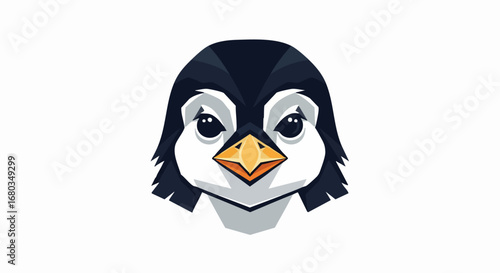 Stylized cartoon penguin head vector illustration.