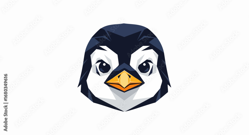 Naklejka premium Cartoon penguin head illustration with a determined and focused expression.