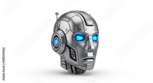 Futuristic robot head ai artificial intelligence cyborg android technology machine learning concept design