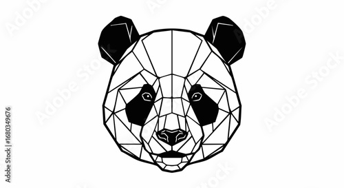 Geometric Panda Head Illustration - Modern Polygonal Animal Portrait.