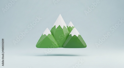 Green mountain range with snow caps vector illustration landscape background environment design scenic view