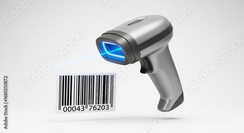 Barcode scanner reading product identification code for retail inventory management and automation system