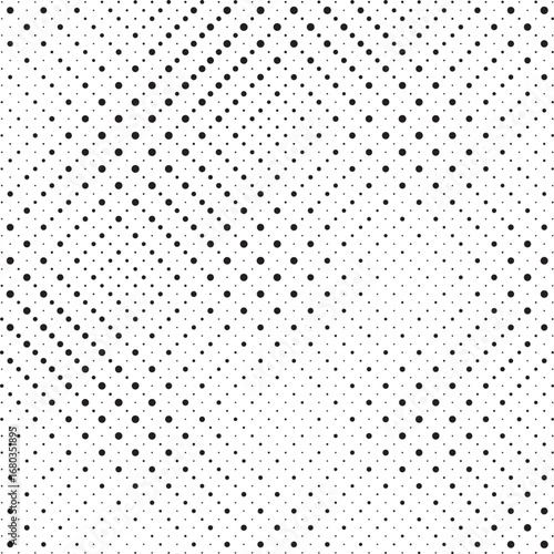 Halftone gradient. Faded stochastic dotwork texture. Random grunge noise background. Black dots, speckles or particles wallpaper. Halftone vector monochrome backdrop