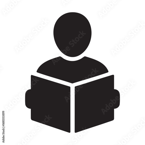 Person Reading Book Silhouette Icon