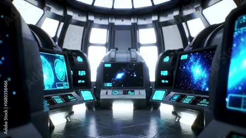 Advanced Spaceship Bridge Control Room Space Exploration