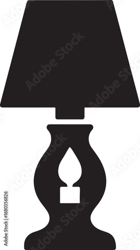 Retro night lamp silhouette vector, vintage lighting icon, perfect for home and decor designs.
