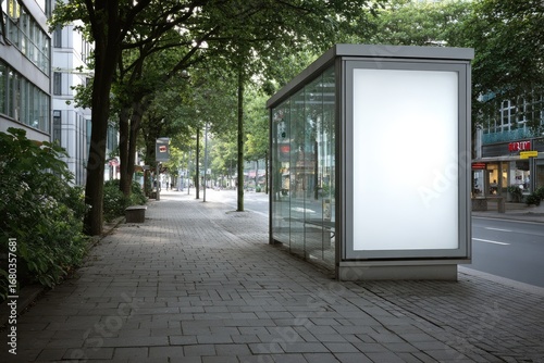 City street scene with blank billboard