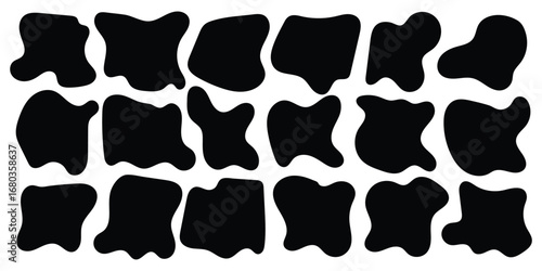 Blob shape organic set. Fluid cooler blob shape vector for abstract design. Irregular random minimal blob. Abstract watery forms template. Organic blobs set icon on white background. EPS 10