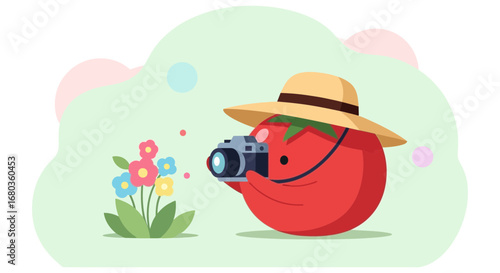 Tomato Photographer Capturing Vibrant Bloom Scene Featuring Colorful Flowers