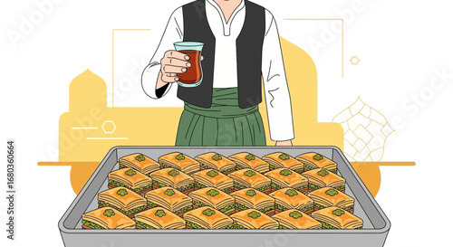 Traditional Dessert And Tea Culture Showing Cultural Festivities And Hospitality